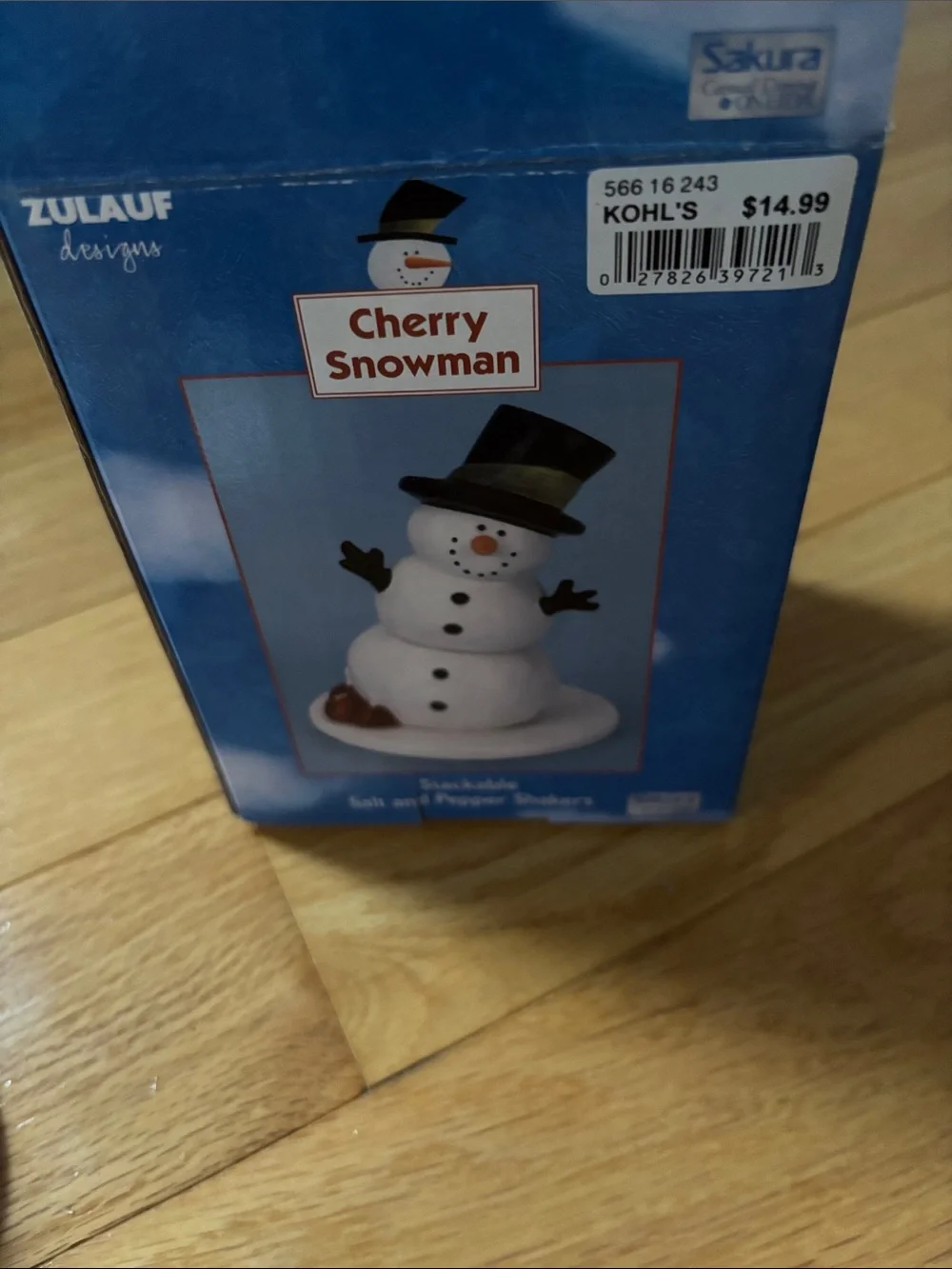 Ceramic Snowman Figurine with Black Top Hat and Green Band